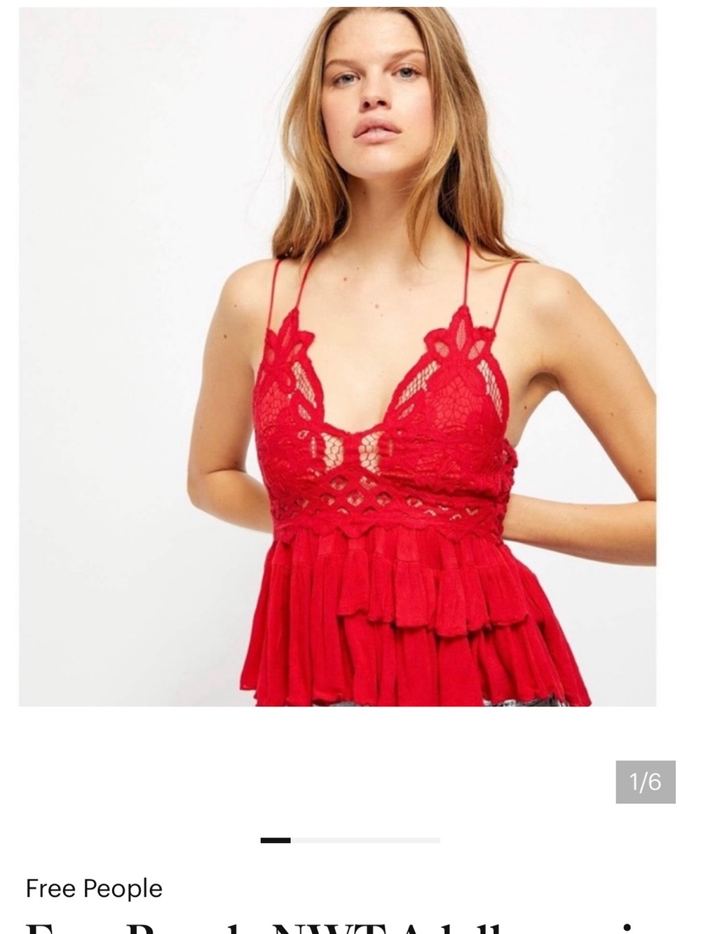 Free People Adella Lace Top Red